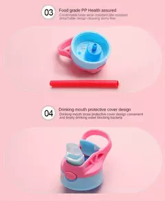 Criativo Cartoon Baby Feeding Cup com canudos, Kids Water Sippy Cup, copos portáteis ao ar livre para crianças, 480ml - loja online