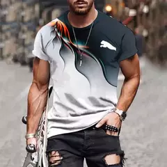 T-shirt estampada em gradiente masculino, camisa de manga curta, roupa casual ao ar livre, tamanho grande, moda street, 2024 - comprar online