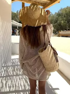 Mini vestido de malha praia de cor sólida feminino, sexy oco fora, maiô de manga comprida para cobrir, feriado Boho, moda praia solta, verão, K17