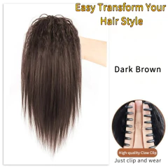 16' encaracolado em linha reta sintético garra clipe peruca de rabo de cavalo com morgan perm extensão do cabelo traceless clipe rabo de cavalo para uso diário feminino - loja online
