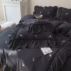 Imagem do Rose Conjunto De Cama Bordado, Capa De Edredão sem Núcleo, 1 * Capa De Edredão + 2 Fronha, Estilo Princesa, 3PCs