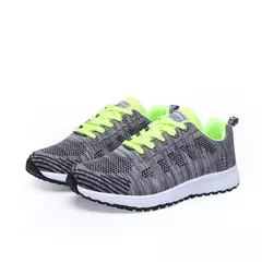 Tênis respiráveis para mulheres, sapatos vulcanizados, sapatilhas de renda, tecido de malha, calçado feminino, liso, novo, moda, 2024 - Wolf Magazine