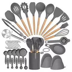 Silicone utensílio conjunto com suporte, 36pcs - Wolf Magazine