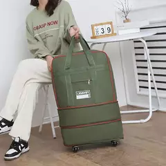 Imagem do Dobrável Saco De Viagem, Compartimento De Bagagem, Roda Giratória Caixa De Armazenamento, Grande Capacidade, Telescópico Saco De Bagagem, Saco Semanal