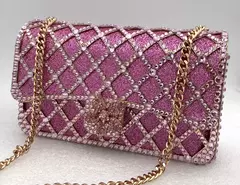 XIYUAN-Bolsas Mensageiro de Corrente Longa para Mulheres Bolsas Diamantes, Bolsa de Ombro para Festa de Casamento, Laranja, Azul, Prata, Jóias Verdes - Wolf Magazine