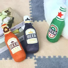 Brinquedos de pelúcia para cães, garrafa de cerveja em forma de cães pequenos e grandes, resistente à mordida, dentes limpos, brinquedo para mastigar, animais de estimação, brinquedos interativos estridentes