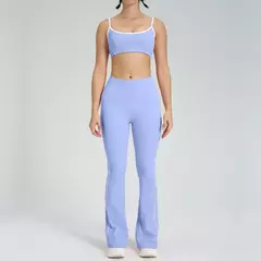 Terno de Yoga Patchwork de duas peças para mulheres, cintura alta Flare Leggings, roupas de treino Fitness Sportswear agasalho - Wolf Magazine