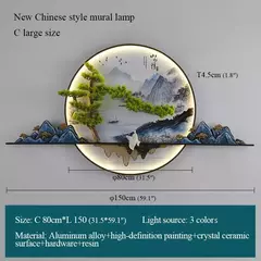 TINNY-Chinês Criativo Paisagem Mural Candeeiro, Imagem Moderna Luz de Parede, Lâmpada LED para Casa, Sala, Estudo, Decoração Do Quarto - comprar online