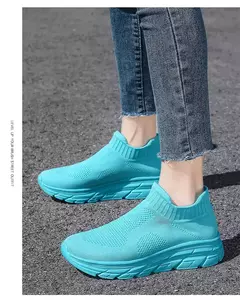 Tênis de corrida respirável masculino e feminino, calçados esportivos leves, tênis slip-on, meias da moda, tamanho grande 46, venda quente - Wolf Magazine
