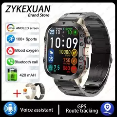 Imagem do Xiaomi-Relógio Inteligente Militar para Homens, IP68, GPS, Exterior, Esportes 100 +, Rastreador De Fitness, Monitor De Saúde, 1.96 ", Chamada BT, Smartwatch, Novo, 2024