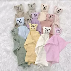 Personalizado Bordado Bebê Consolador, Urso Dormir Cobertor De Segurança, Algodão Musselina Consolador, Nome Nome, Presente do chuveiro do bebê - comprar online