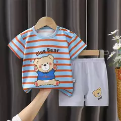 Conjunto de 2 peças e shorts para crianças, pijama de algodão com desenhos animados, zebra, impressão de dinossauro, roupas novas de noite para 1 a 6 anos na internet