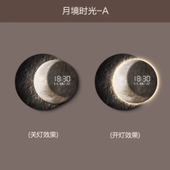 Sentido avançado 2025 tv fundo luz de parede luxo lua sofá com relógio sala estar varanda circular lâmpada mural na internet