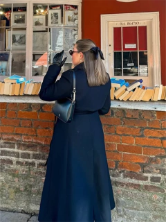 Imagem do Trench coat maxi oversized feminino com lapela entalhada com cinto duplo breasted vintage streetwear 2025 tendência casual casacos diários