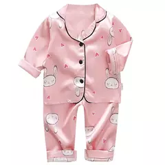 Pijama de manga comprida para meninos e meninas, roupa de casa confortável, calças de seda novas, primavera e outono, 0-4 anos - comprar online