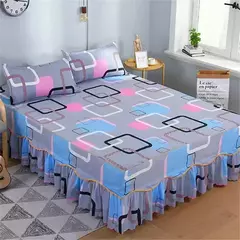Conjunto de colcha de algodão bordado, saia de cama, fronhas, capa de folha, rei, rainha, duplo, 1.5 m, 1.8 m, 2m, 3pcs - loja online