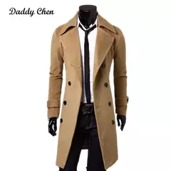 Casaco trench mistura de lã slim fit masculino, jaqueta monocromática, moda casual, alta qualidade, outono, inverno, 2024 na internet