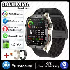 Imagem do Xiaomi-relógio inteligente militar para homens, IP68, 5ATM, esportes ao ar livre, rastreador de fitness, monitor de saúde, 1,96 ", chamada BT, novo, 2021