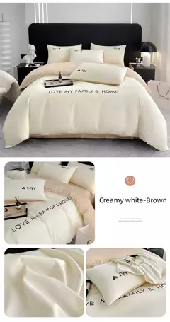 Conjunto de cama de algodão egípcio com lençol, capa de edredão, fronhas, roupa de cama, rei, rainha, duplo, duplo, luxo nórdico