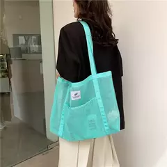 Bolsa de Ombro de Malha Transparente para Mulheres, Bolsa Elegante, Portátil, Compras, Viagens, Praia, Net, Tote - comprar online