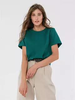 Bornladies-Camiseta solta de manga curta feminina, tops sólidos básicos, camisas de assentamento elegantes, 100% algodão, 230g/?, verão - loja online