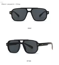 Imagem do SHAUNA-Retro Double Bridges Square Sunglasses para homens e mulheres, gradiente tons, designer de moda, rebites óculos de sol, UV400