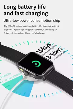 Smartwatch Sport Full Touch com Caixa para Homens e Mulheres, Relógios de Fitness, Chamada Bluetooth, Açúcar no Sangue, Presente, Tela 1.83 ", Novo, 2024
