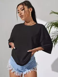 Camiseta de algodão de manga curta feminina, macia, respirável, roupa confortável, básica, que combina, solta, feminina, fitness, monocromática - Wolf Magazine