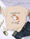 T camisa de impressão de gato irritado bonito para o sexo feminino confortável moda camiseta respirável hip hop topos novo verão