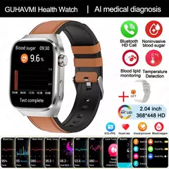 Imagem do Micro exame físico de grau médico relógio inteligente para homens, ECG, PPG, glicose no sangue, freqüência cardíaca, pressão arterial, relógios de saúde, novo, 2024