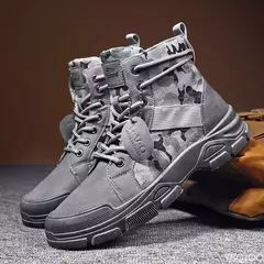 Botas masculinas casuais ao ar livre botas de deserto outono moda camuflagem rendas sapatos de plataforma homem botas masculinas zapatos hombre - Wolf Magazine
