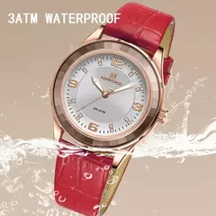 NAVIFORCE-Relógio de couro simples feminino, relógios de pulso casuais, relógio de quartzo feminino, original, nova moda na internet