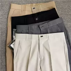 Calça casual de stretch masculina, slim fit, cor sólida, negócio formal, calça social de escritório, nova moda, verão, 36-28, 2024