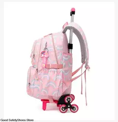 Imagem do Rolling School Bags for Girls, Mochila impermeável para crianças com rodas, Trolley Luggage Back Pack, Ensino médio