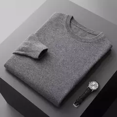Pulôver masculino de malha com mangas compridas, suéter 100% lã merino, top casual básico de cor sólida, moda - comprar online