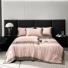 4 pçs lavado cor pura dupla verão colcha conjunto acessível luxo high-end adequado para quarto apartamento cama única cama de casal 150/180/200cm - comprar online