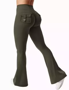 Leggings de ioga de alto estiramento para mulheres, sentimento nu, vestuário de compressão, calça com bolsos, perna larga, mais recente, 2024
