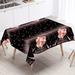 Toalha de mesa descartável para festa de aniversário, capa de mesa para homens e mulheres, ouro rosa, preto, dourado, velho, material de festa - comprar online