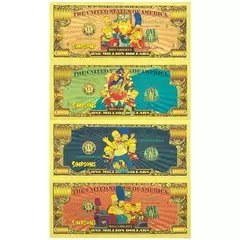 Os simpsons notas comemorativas dos desenhos animados periférico requintado folha de ouro conjunto completo coleção mão fantoche decoração do quarto