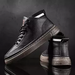 Bota masculina de trabalho com sola macia, bota de couro versátil, sapato antiderrapante, casual e moderno, ao ar livre, quatro temporadas, novo, moda - Wolf Magazine