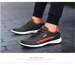 Imagem do Sapatos masculinos de couro pu tênis tendência casual respirável lazer masculino tênis antiderrapante calçados vulcanizados tenis masculino