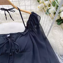 Imagem do SINGREINY-Blusa Chiffon de Manga Flare para Mulheres, Tops Ruffle, Cintura Elástica Sólida, Halter Backless, Slim Ladies, Harajuku Sexy Blusa Curta