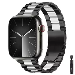 Bracelete de Aço Inoxidável para Apple Watch, Pulseira de Luxo, Série 6, 5, 4, 3, 2, SE, 44mm, 42mm, 40mm, 45mm, 41mm, ultra 2, 49mm