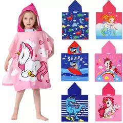 Baby Cartoon Printing Bathrobe, Unicorn Beach Towel, Boy, Shark, Dinosaur, Kids Hooded Cape, Children Bath Item, Girls na internet