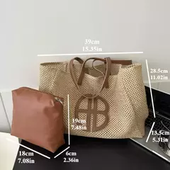 Bolsa de ombro de grande capacidade para mulheres, bolsa casual, personalizada, tecida, nova moda, verão, 2024 na internet