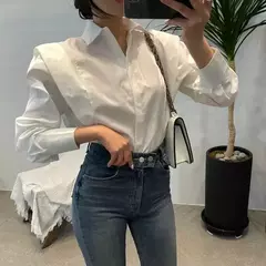 Blusas soltas de mangas compridas femininas, camisa chique, tops elegantes de rua, blusas de escritório OL, novas, outono, 2023 na internet