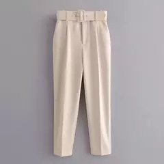 TRAF-Calças de escritório femininas de cintura alta, calças cortadas, roupa formal, roupas profissionais, outono