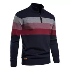 Aiopeson Suéter de Retalho Masculino, Pulôver de Algodão, Casual, Zíper, Gola Fechada, Quente, Moda de Inverno, Nova - comprar online