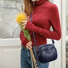 Cor sólida elegante rebite zíper bolsa de telefone móvel feminino simples cou - Wolf Magazine