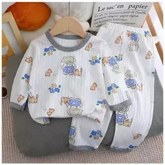 Pijama de algodão puro para meninos e meninas, camiseta fina de manga comprida, tops e calças lindos desenhos animados, conjuntos de roupas infantis, verão, novo, 2022 - comprar online